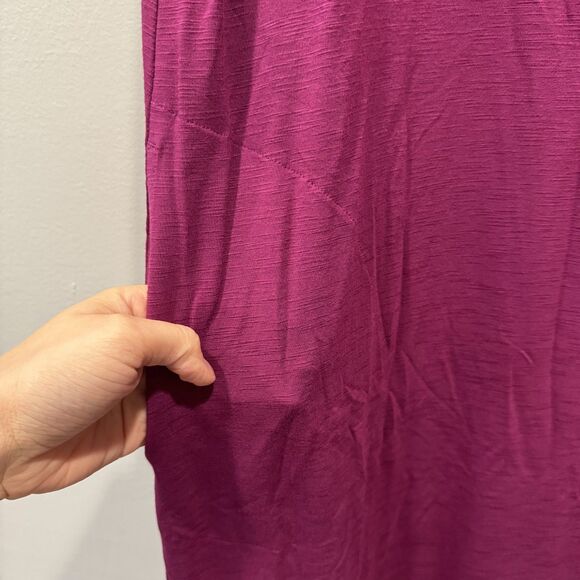 J. Jill Maxi Dress Rayon Spandex Pockets Short Sleeve Plum Purple Women sz L - Picture 4 of 10